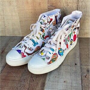Vintage Nicole Miller POP ART Retro Lace Up Sneakers Shoes Women’s 9 High Top